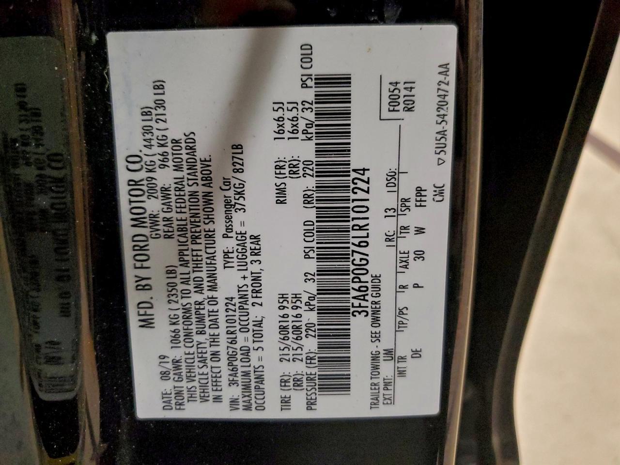 2020 FORD FUSION