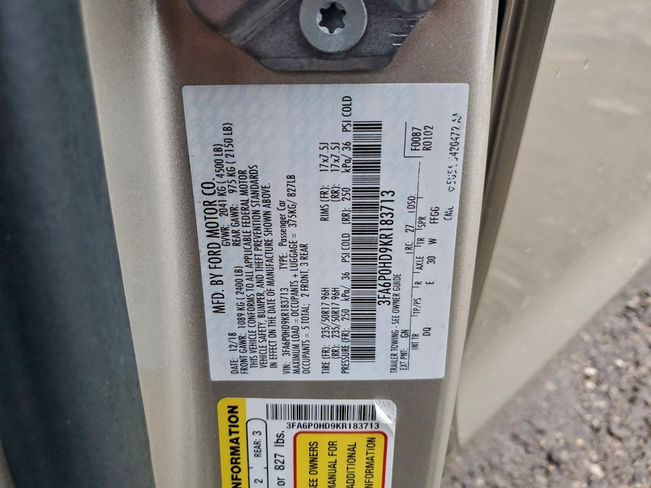 2019 FORD FUSION
