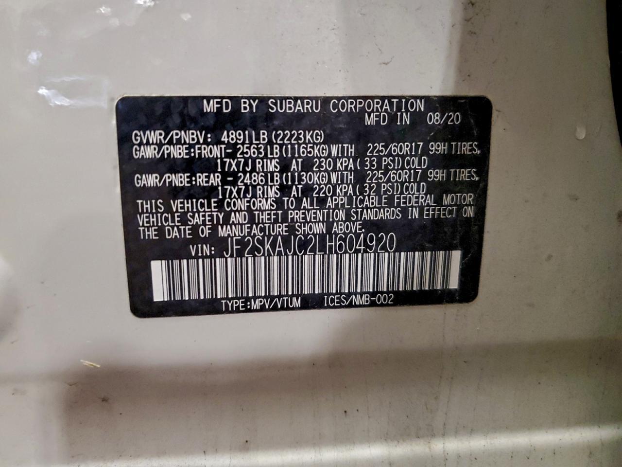 2020 SUBARU FORESTER