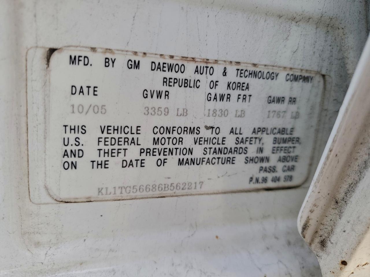 2006 CHEVROLET Aveo