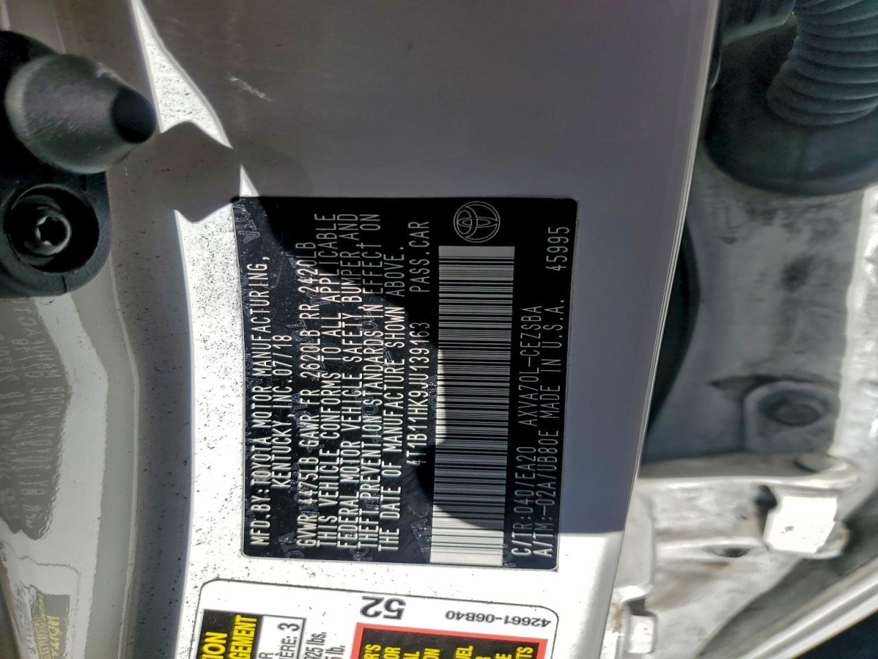 2018 TOYOTA CAMRY