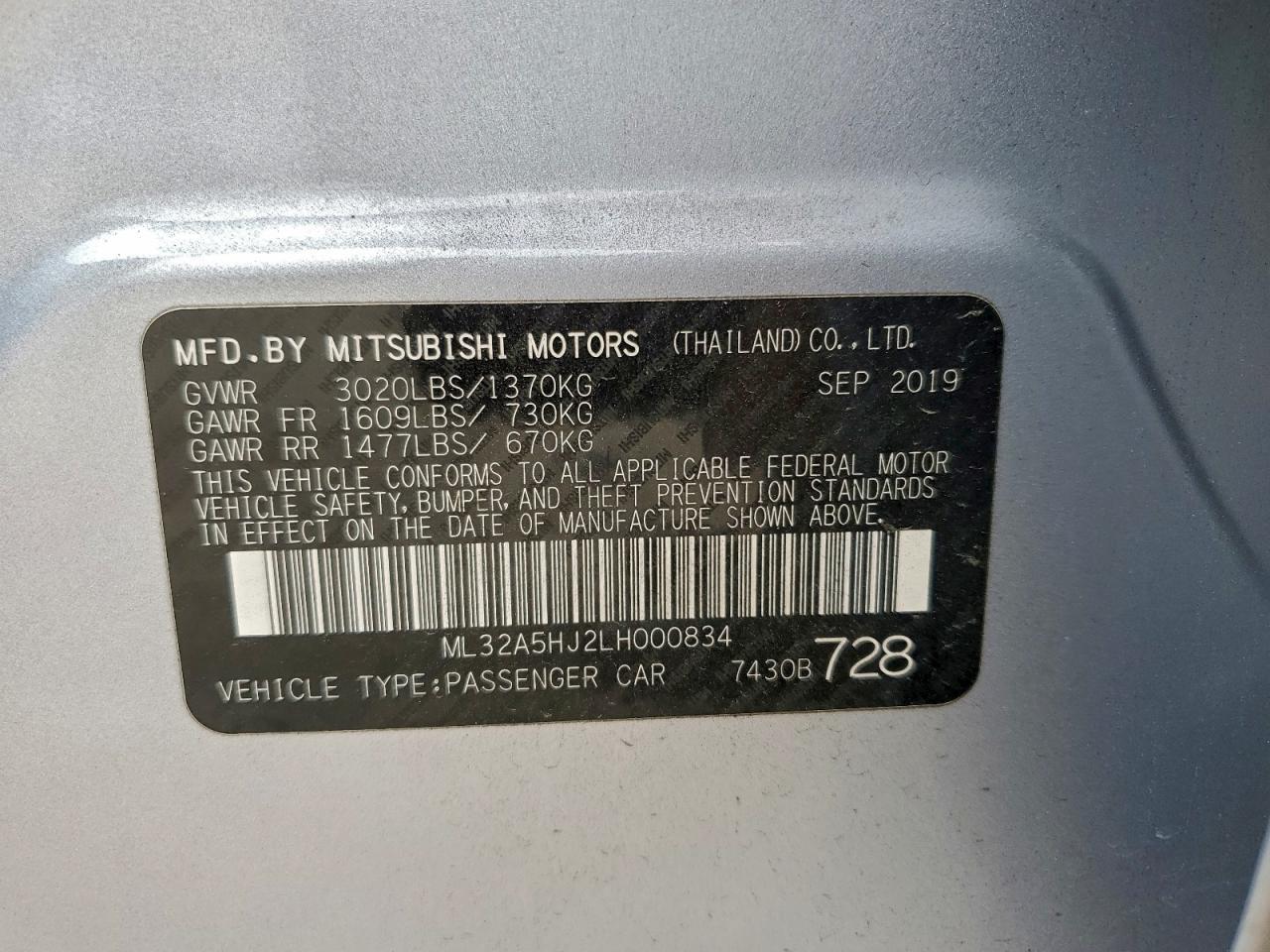 2020 MITSUBISHI MIRAGE
