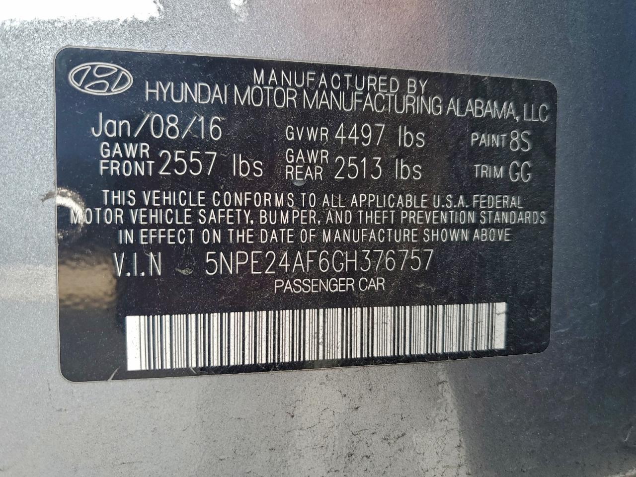 2016 HYUNDAI SONATA
