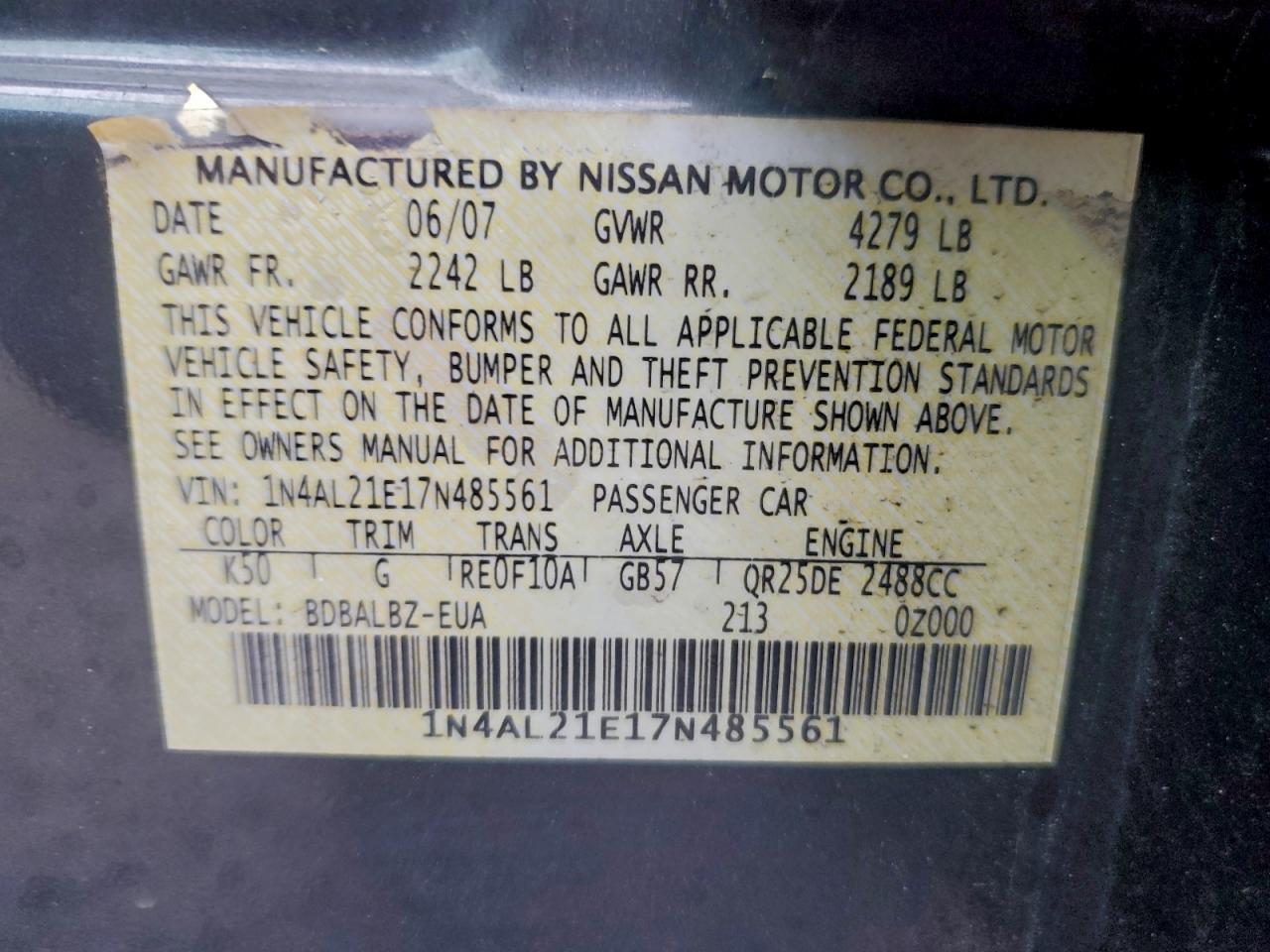 2007 NISSAN ALTIMA