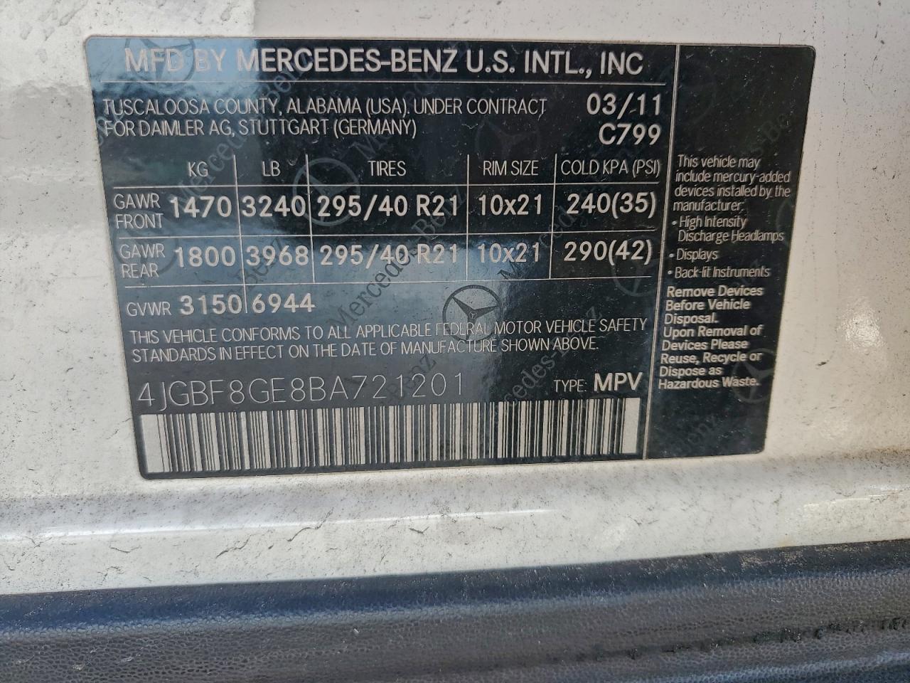 2011 MERCEDES-BENZ GL-Class