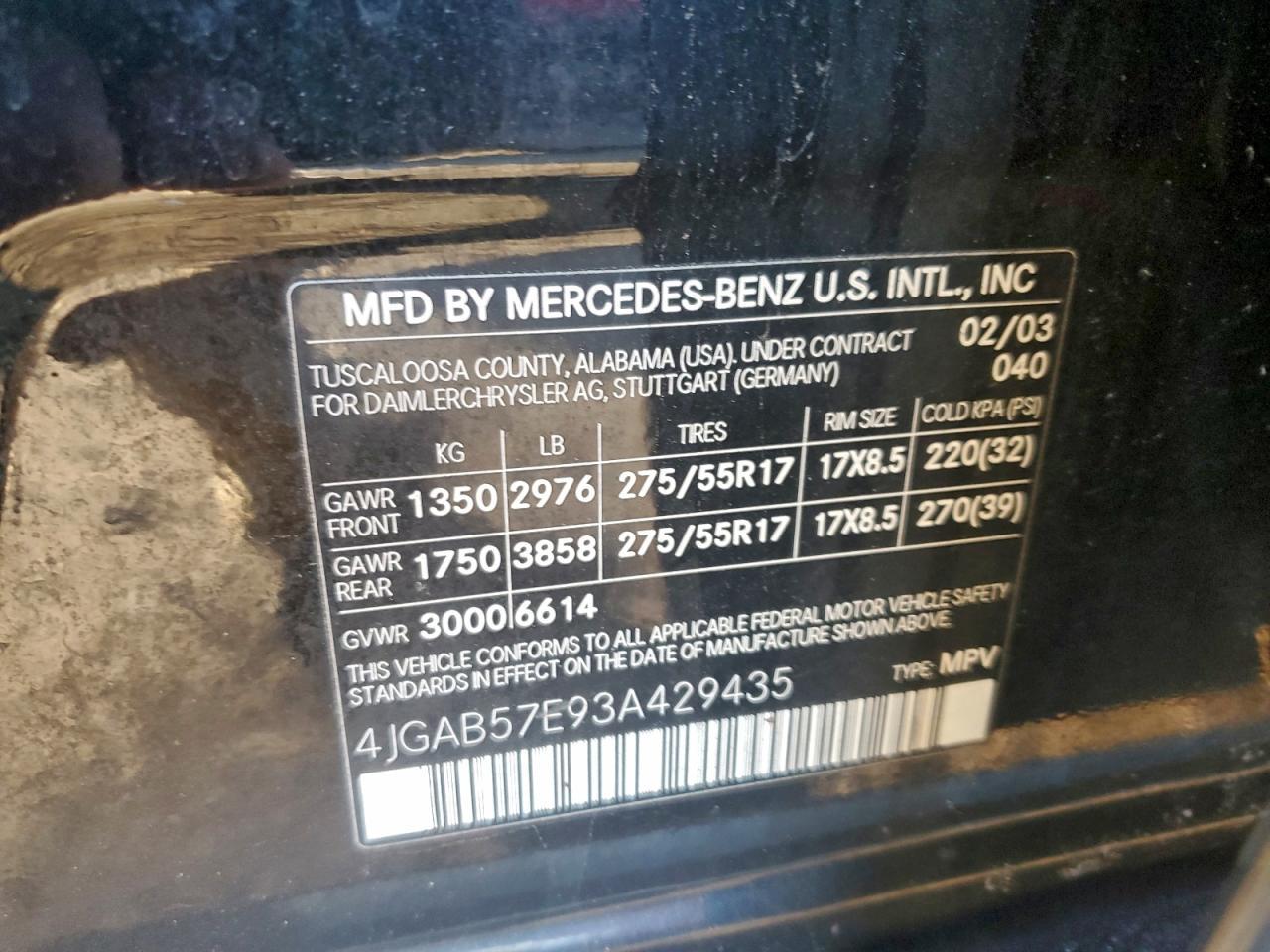 2003 MERCEDES-BENZ ML-Class