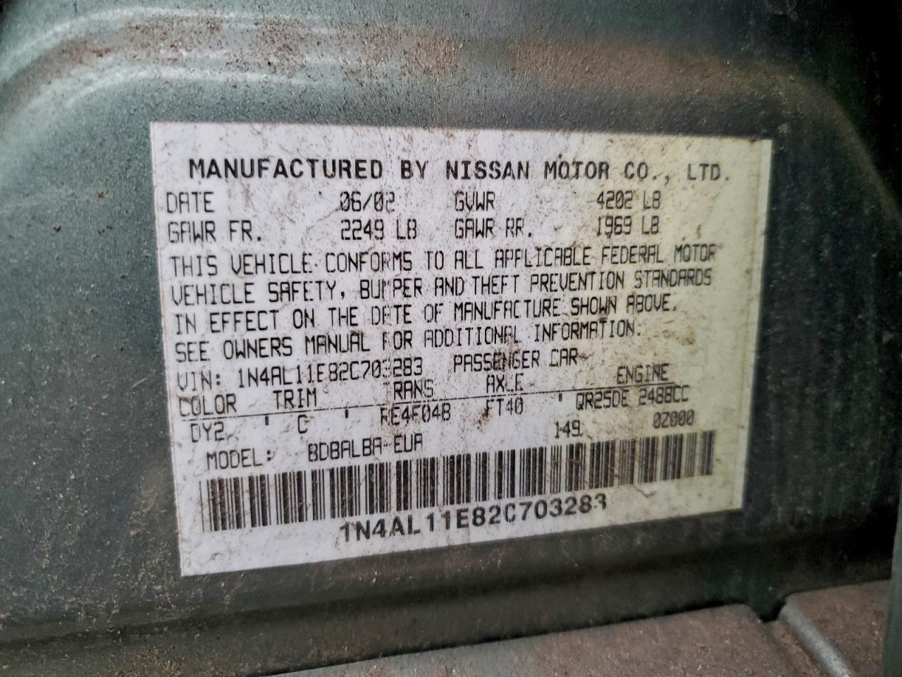 2002 NISSAN ALTIMA