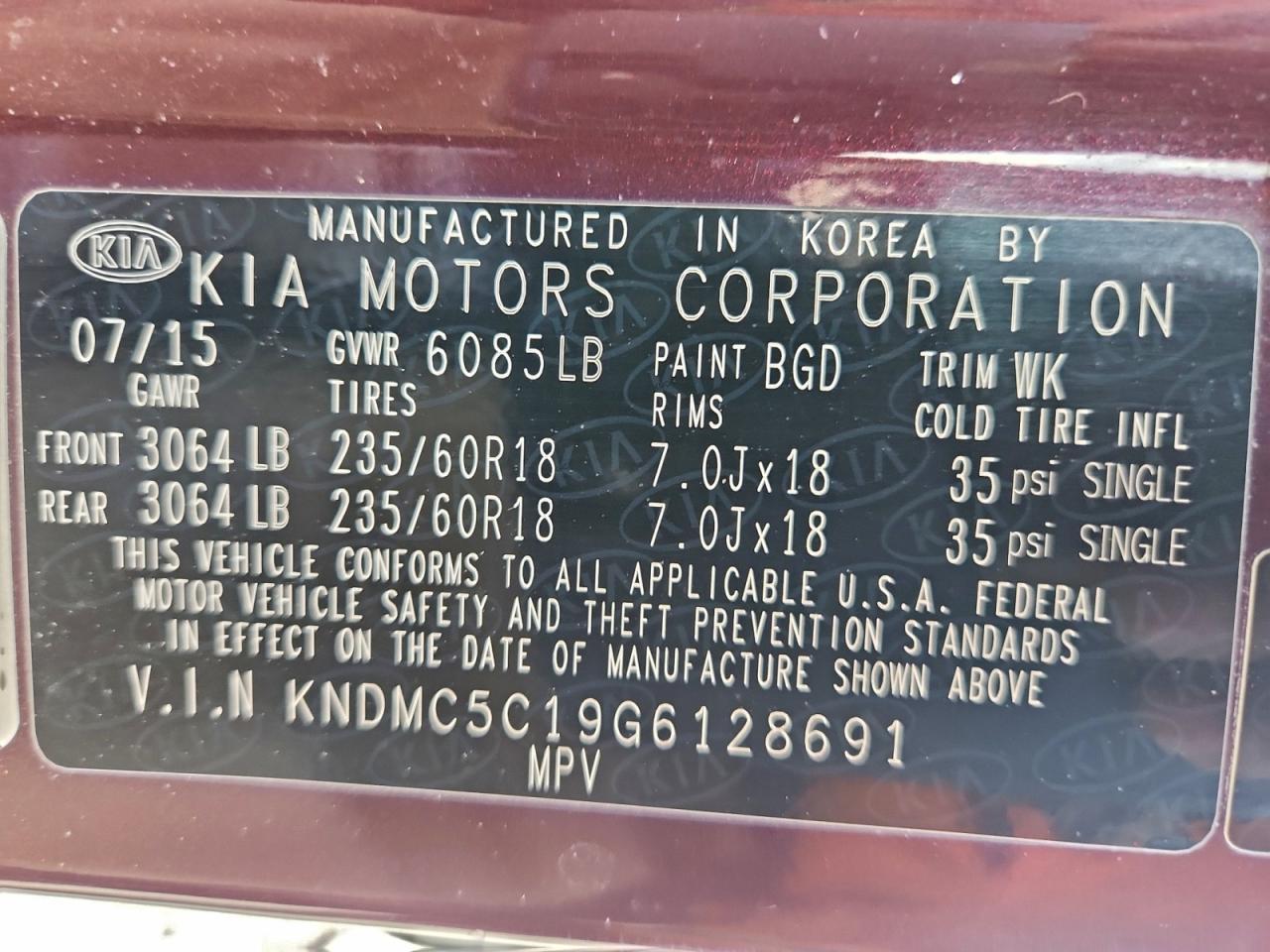 2016 KIA SEDONA