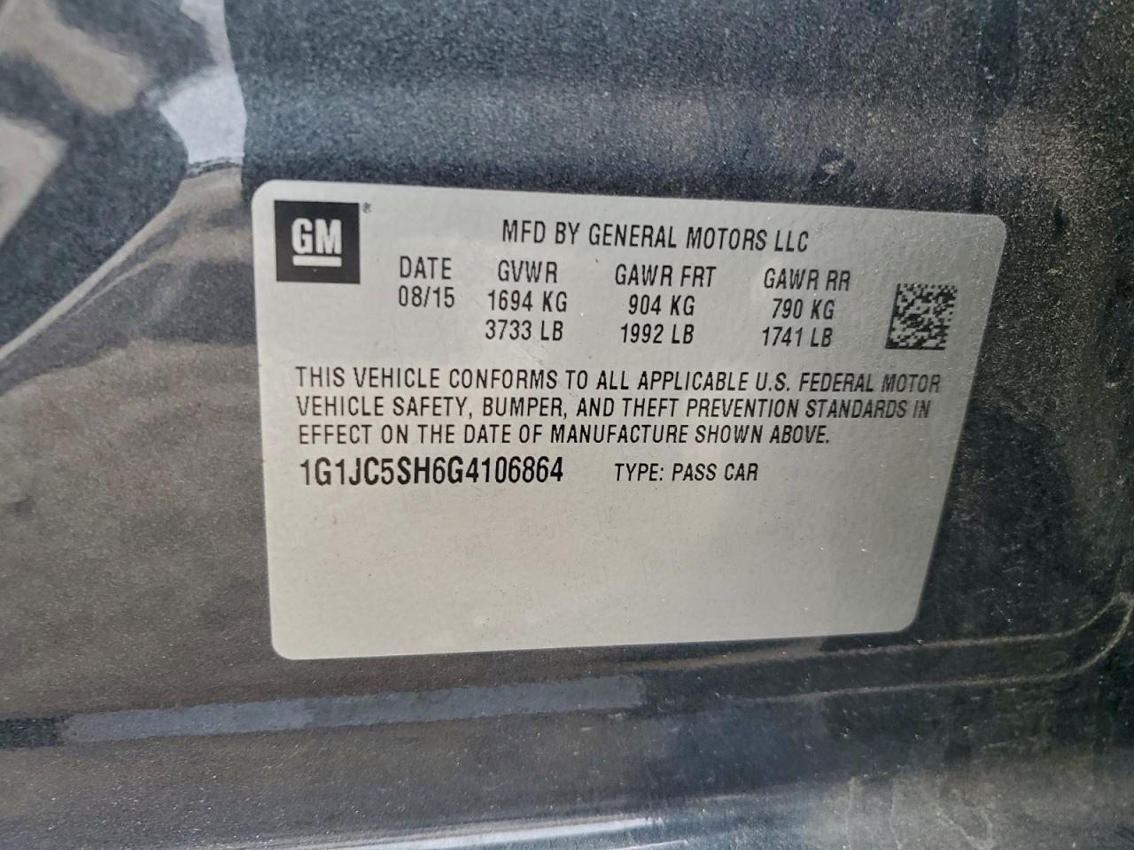 2016 CHEVROLET SONIC