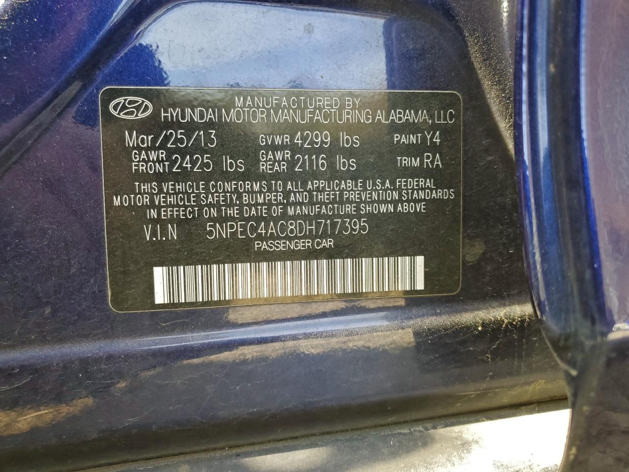 2013 HYUNDAI SONATA