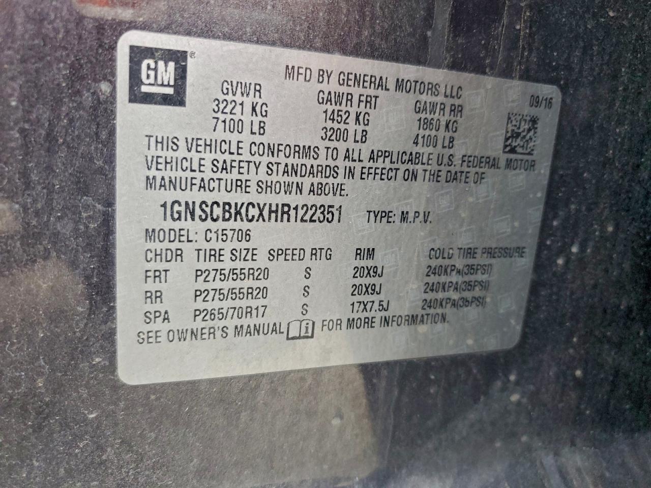 2017 CHEVROLET Tahoe