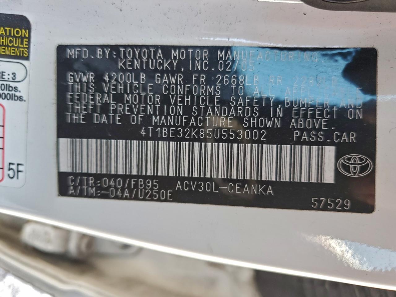 2005 TOYOTA CAMRY