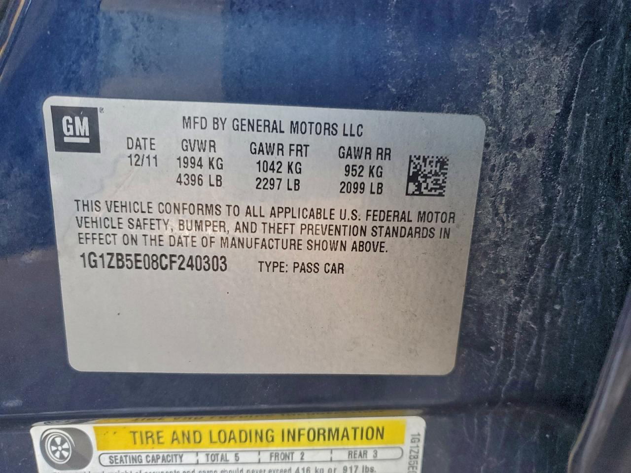 2012 CHEVROLET MALIBU