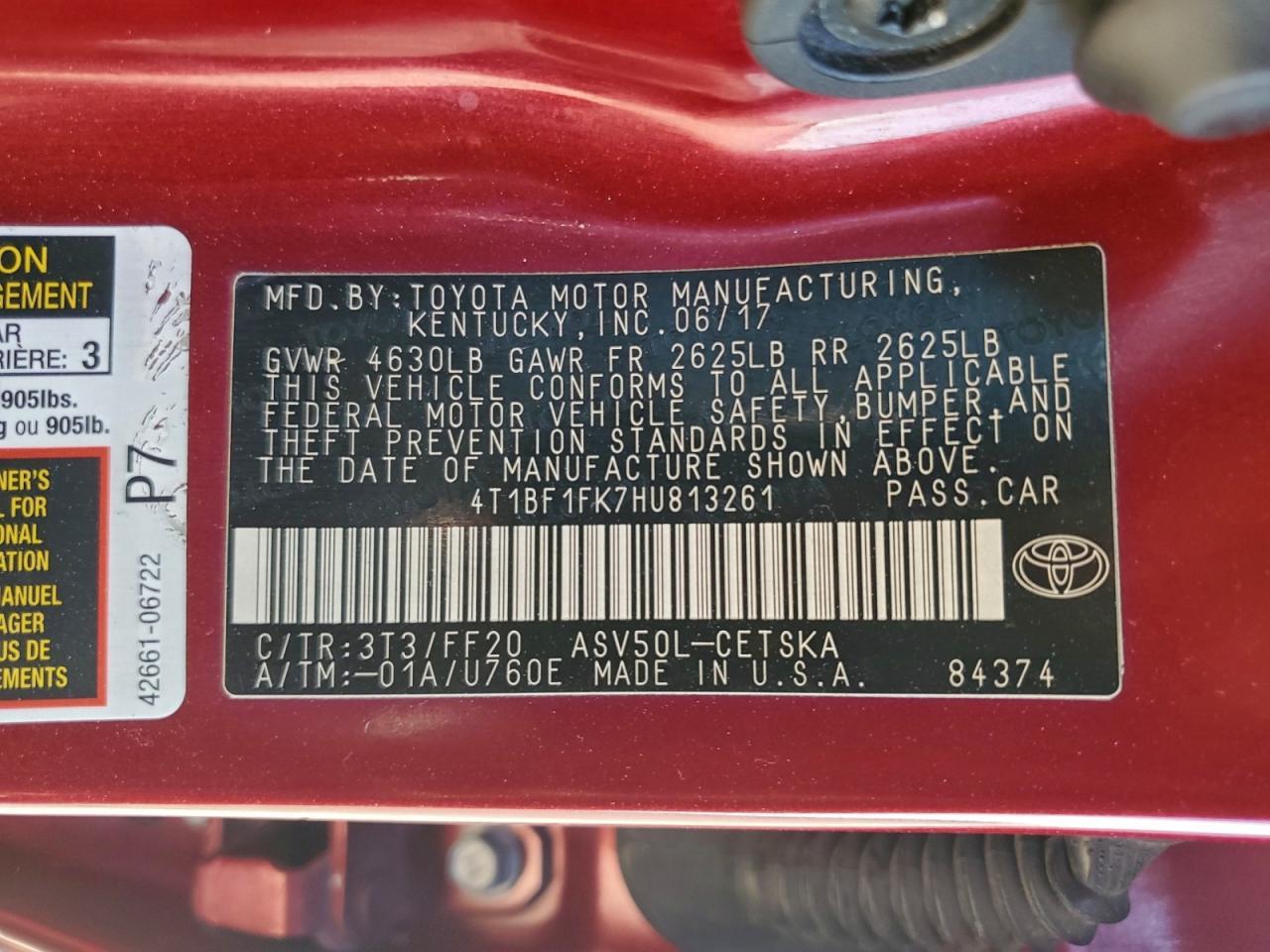 2017 TOYOTA CAMRY