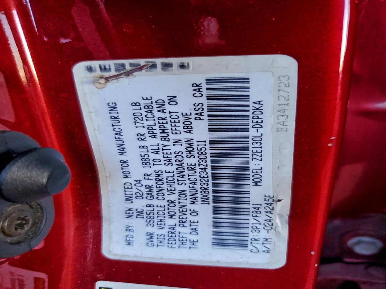 2004 TOYOTA COROLLA