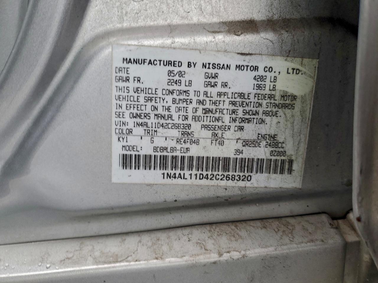 2002 NISSAN ALTIMA