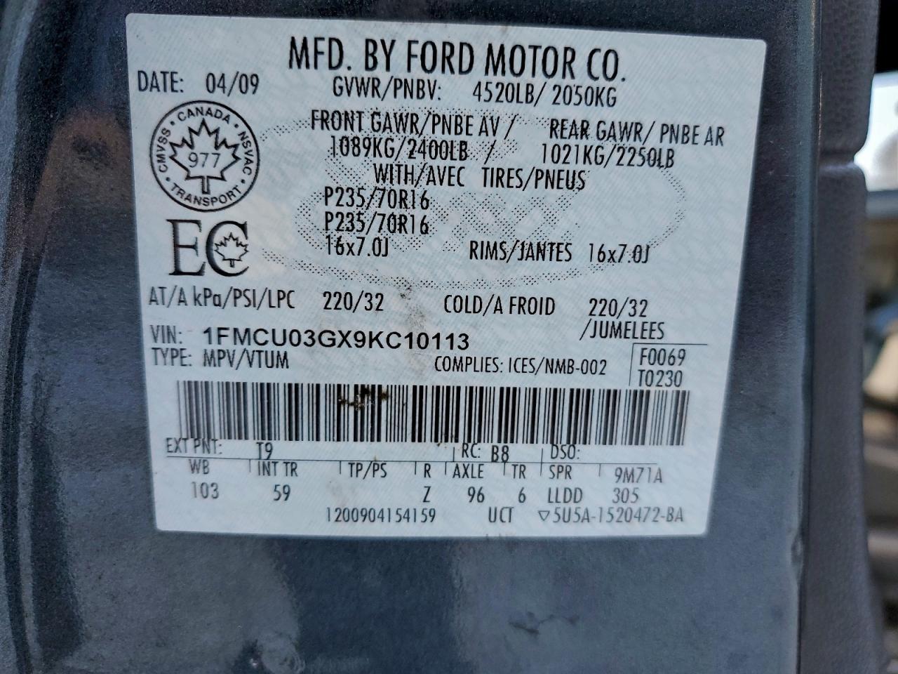 2009 FORD ESCAPE