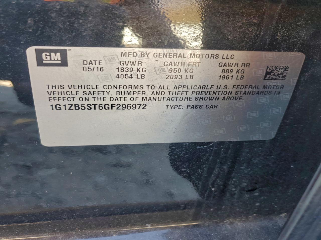 2016 CHEVROLET MALIBU