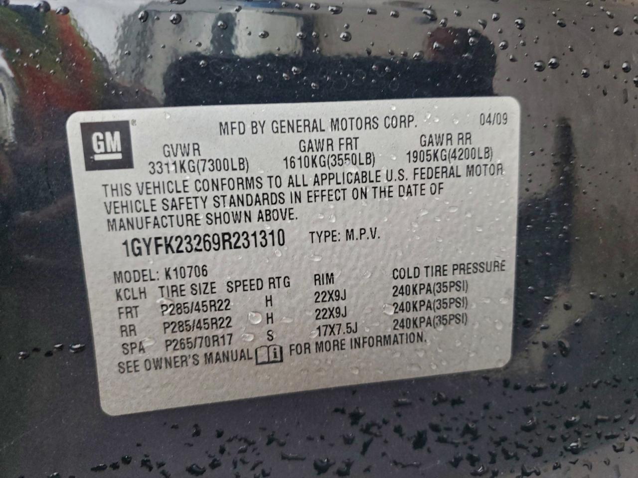 2009 CADILLAC ESCALADE