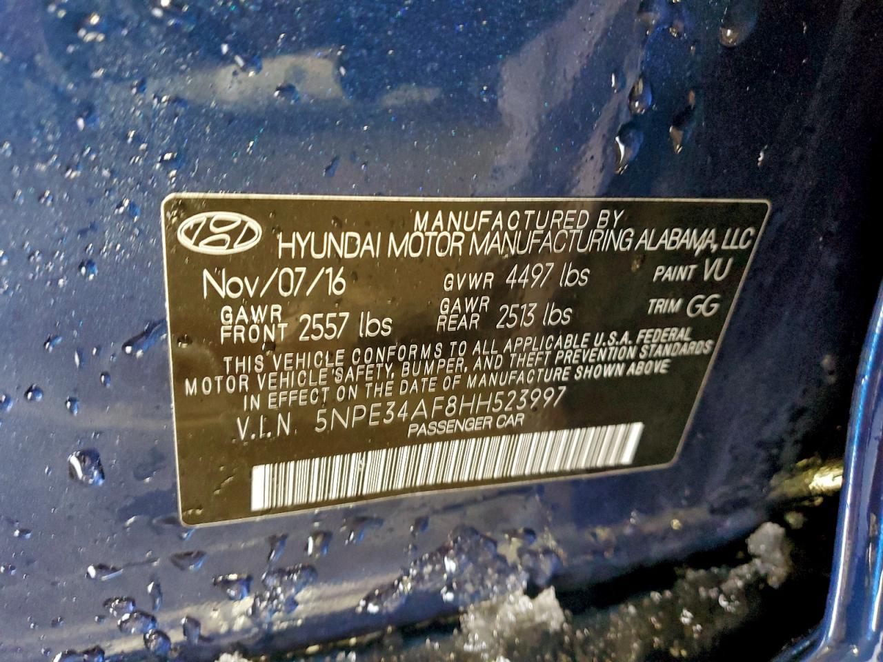 2017 HYUNDAI SONATA