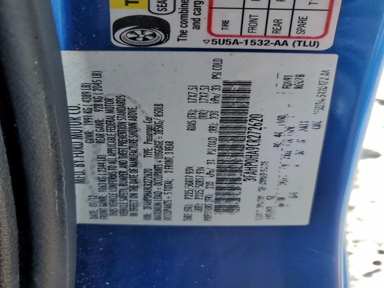 2012 FORD FUSION