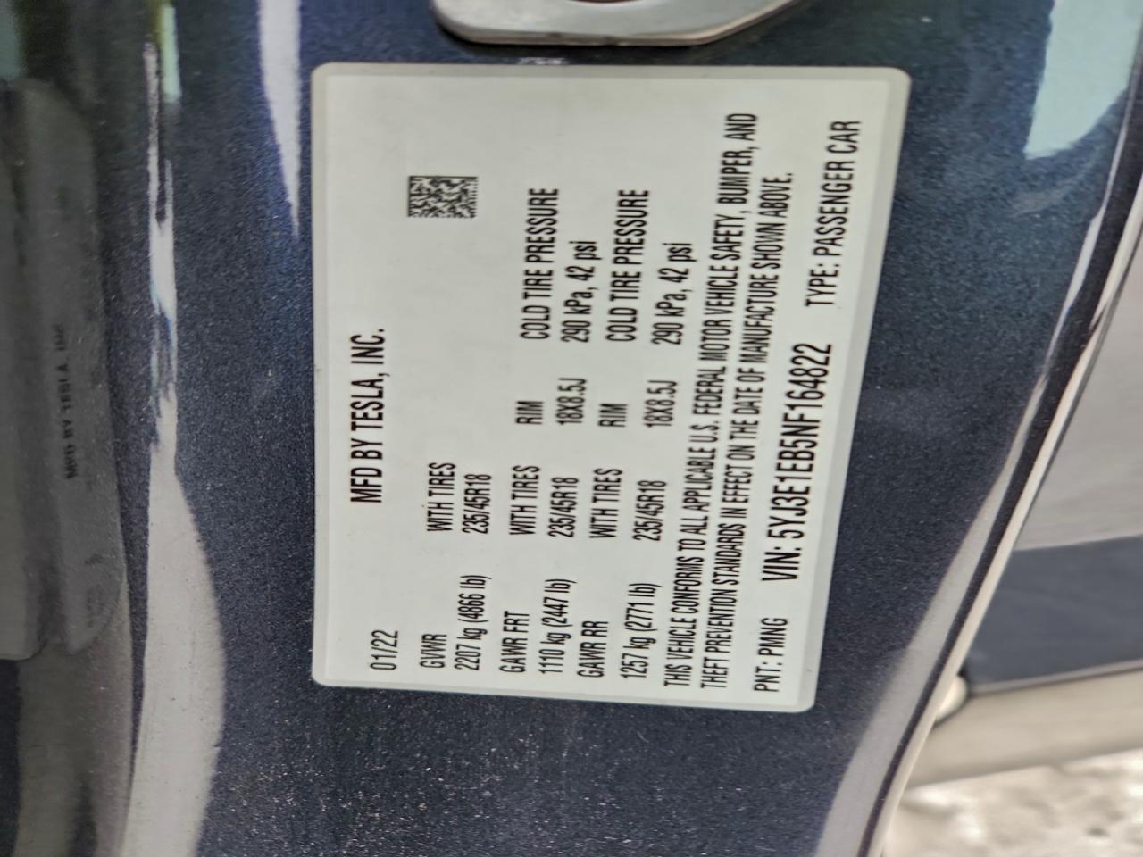 2022 TESLA MODEL 3