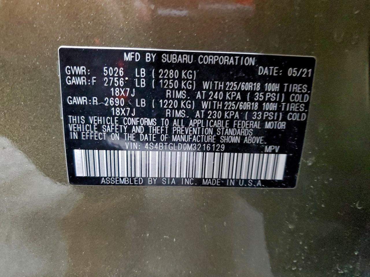2021 SUBARU Outback