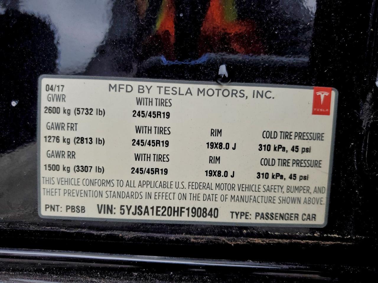 2017 TESLA MODEL S