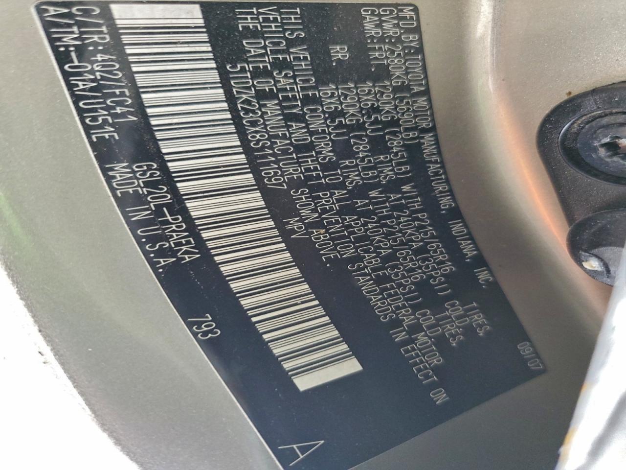 2008 TOYOTA SIENNA