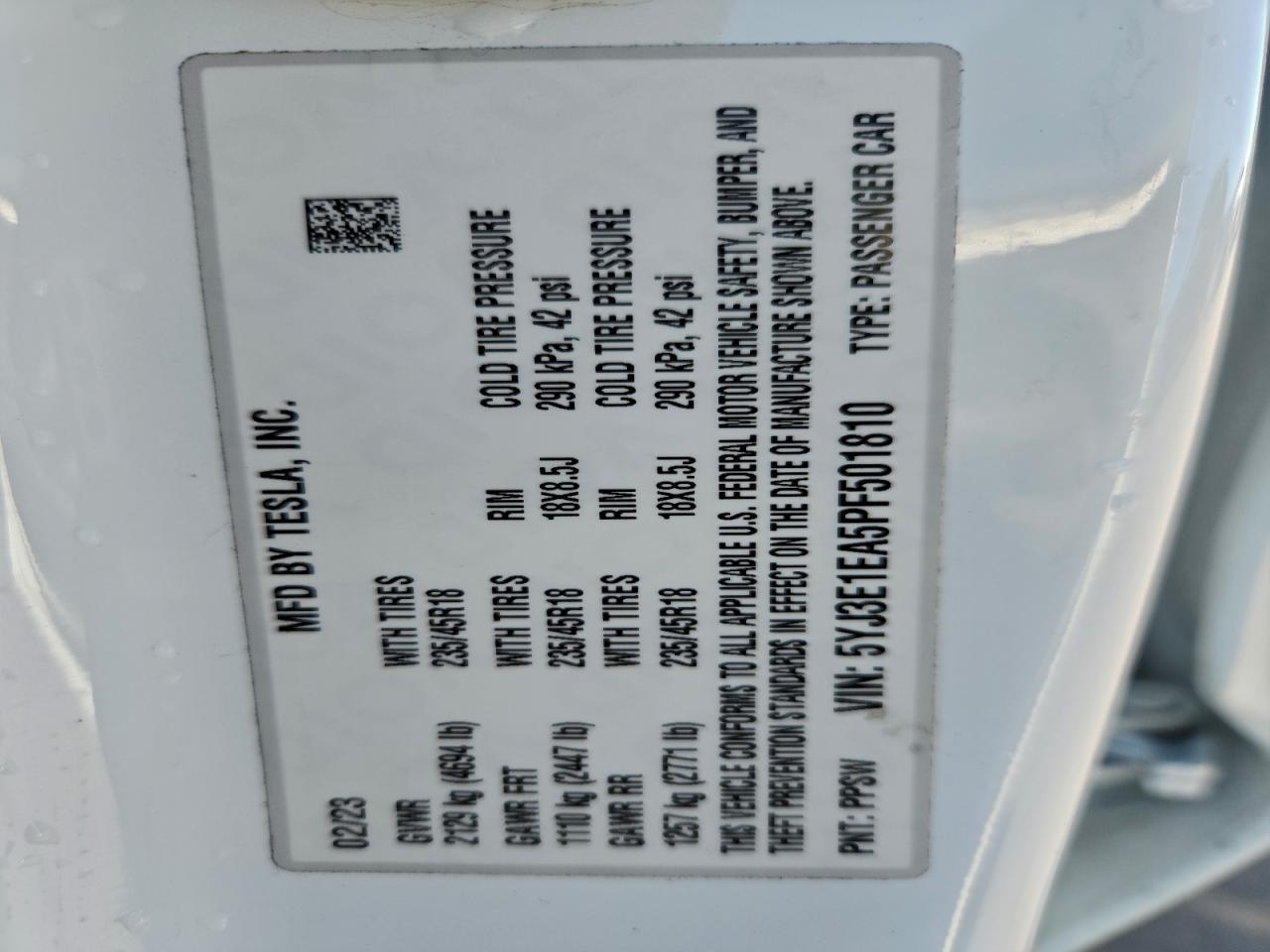 2023 TESLA MODEL 3