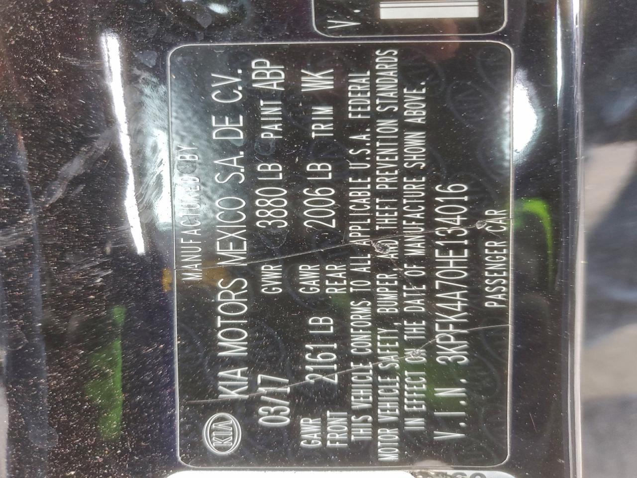 2017 KIA FORTE