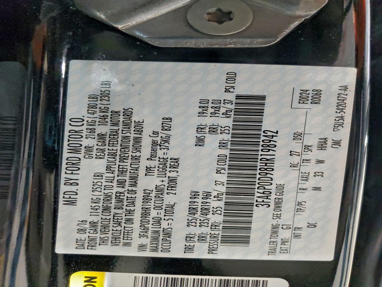 2017 FORD FUSION
