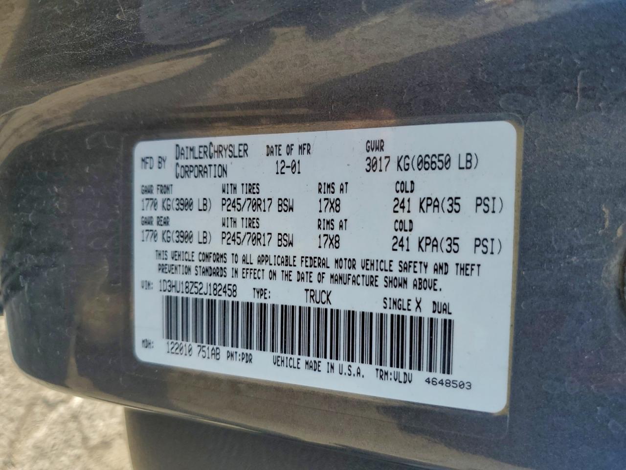 2002 DODGE RAM 1500