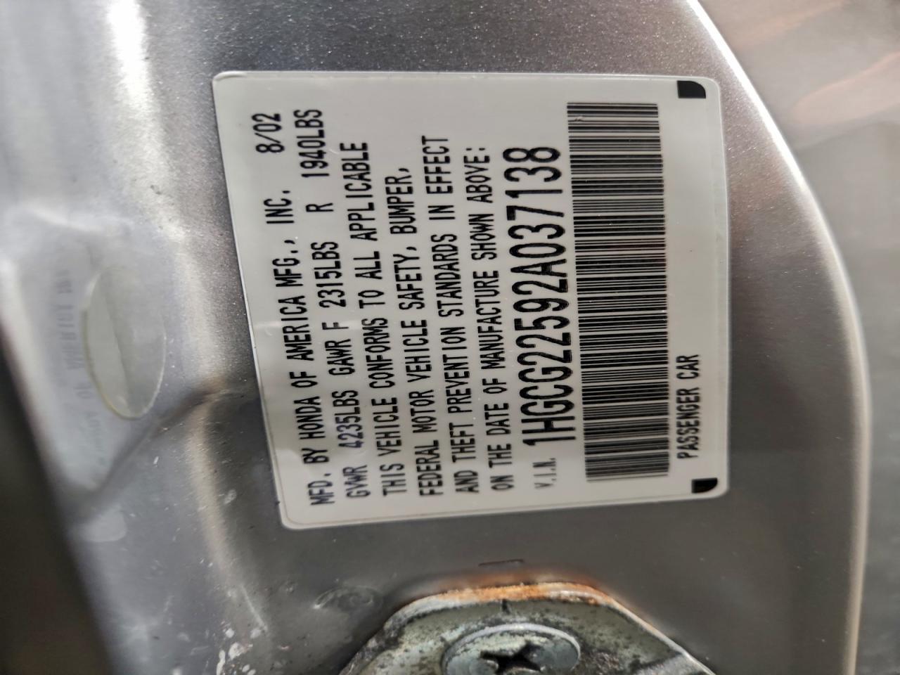 2002 HONDA ACCORD