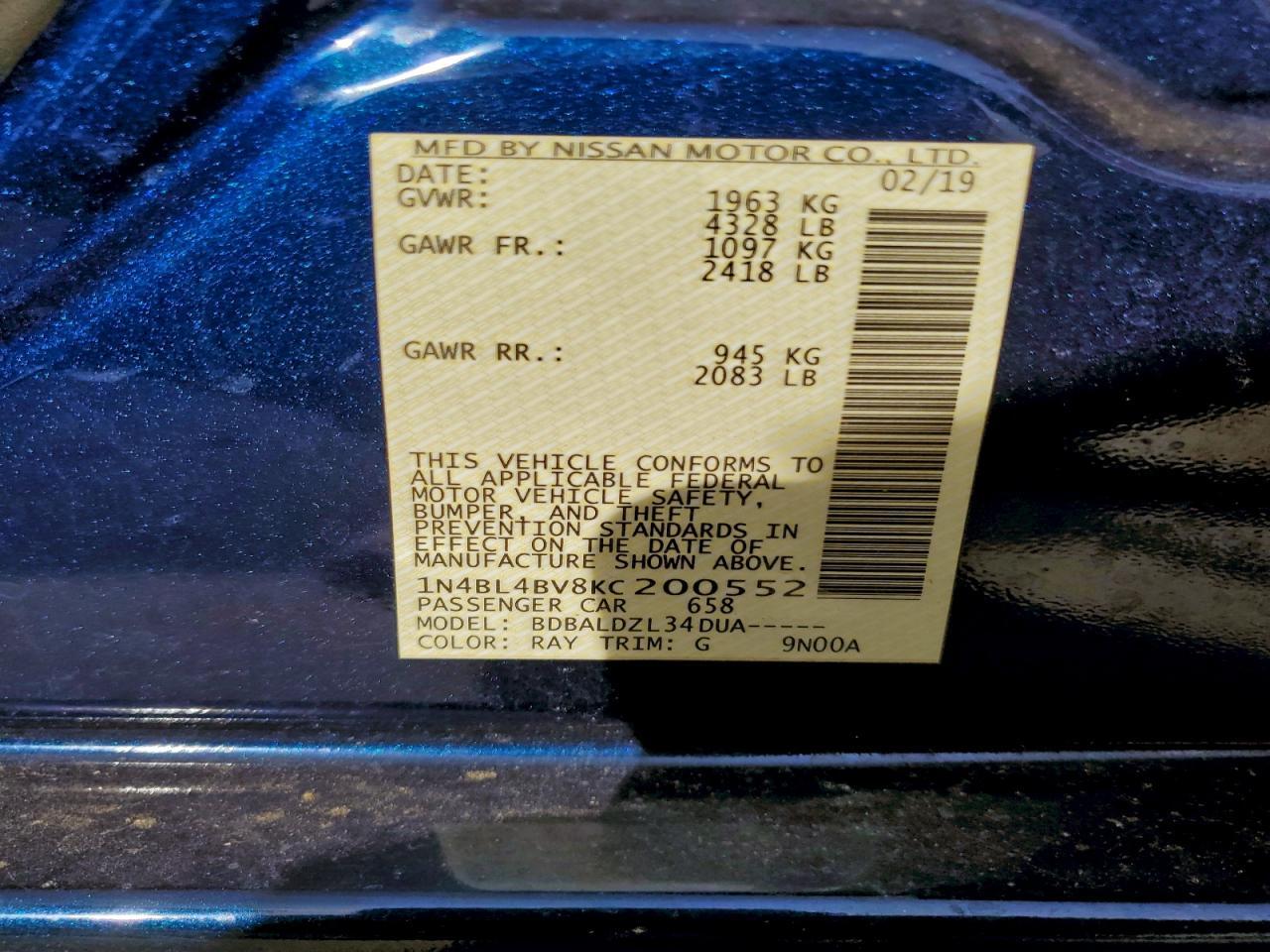 2019 NISSAN ALTIMA