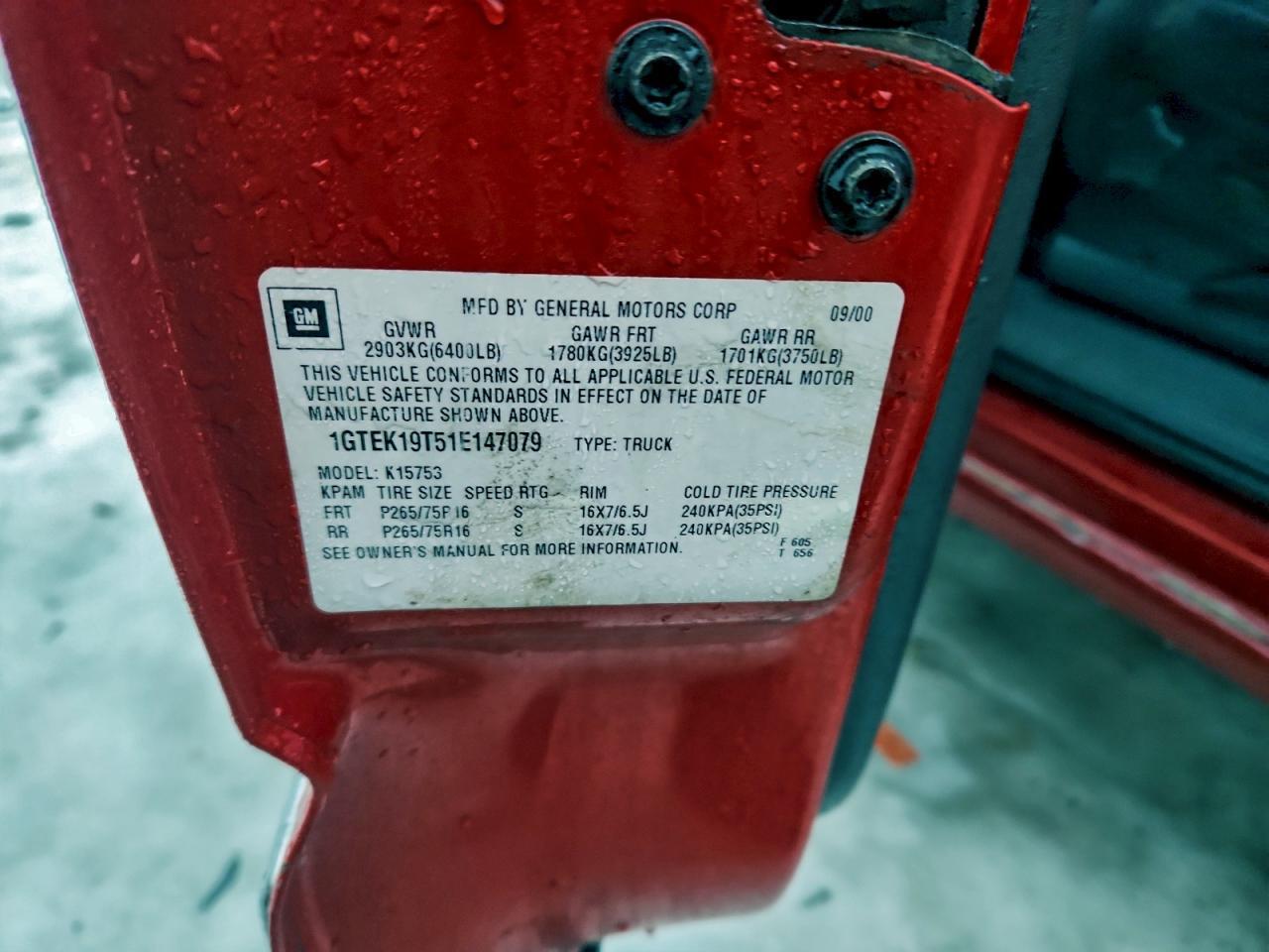 2001 GMC SIERRA 1500