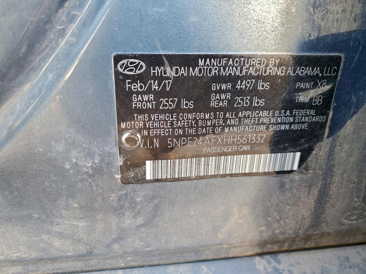 2017 HYUNDAI SONATA