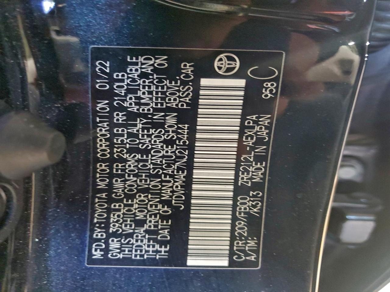 2022 TOYOTA COROLLA