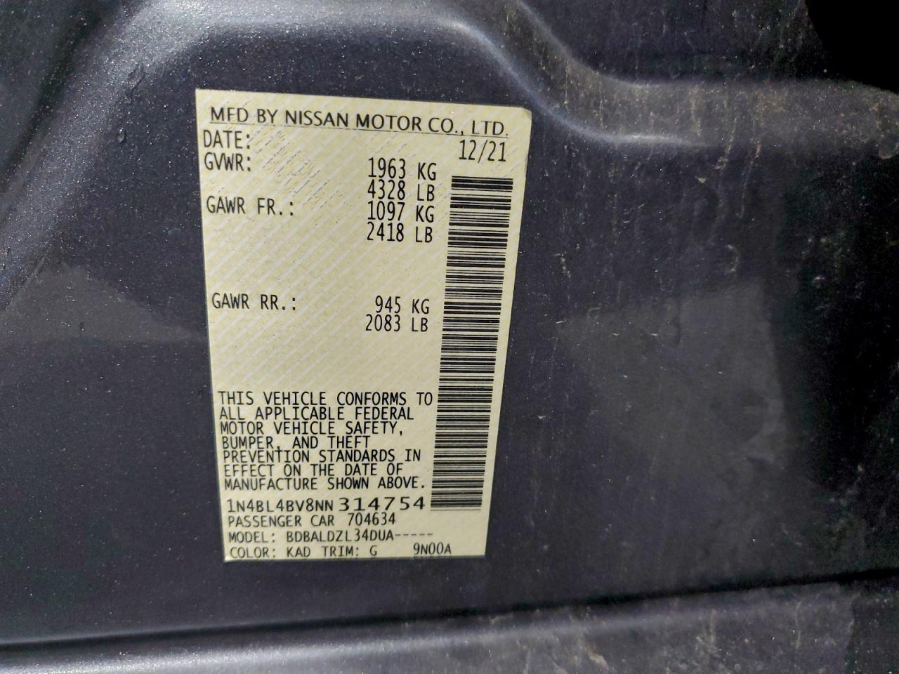 2022 NISSAN ALTIMA