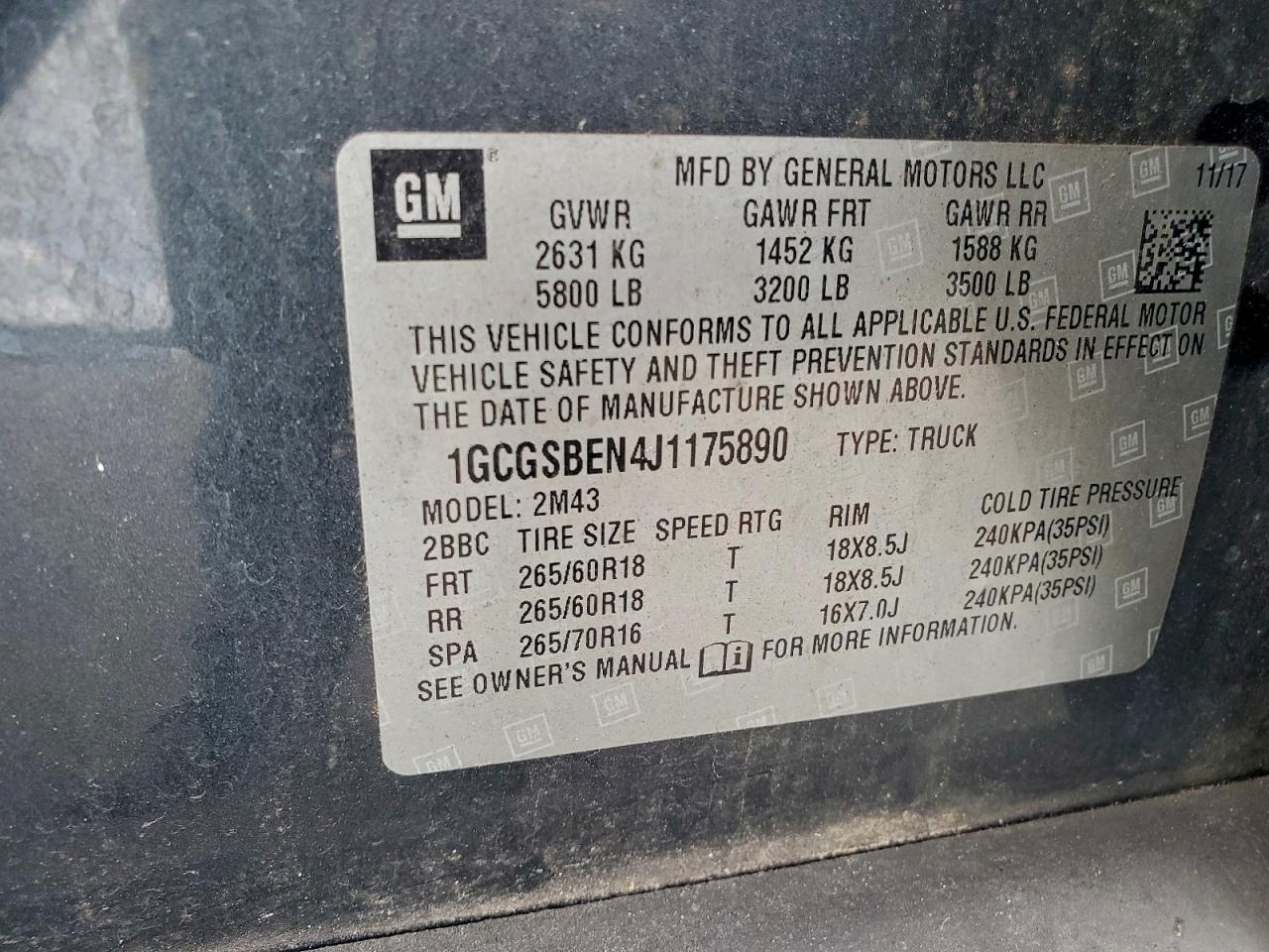2018 CHEVROLET COLORADO