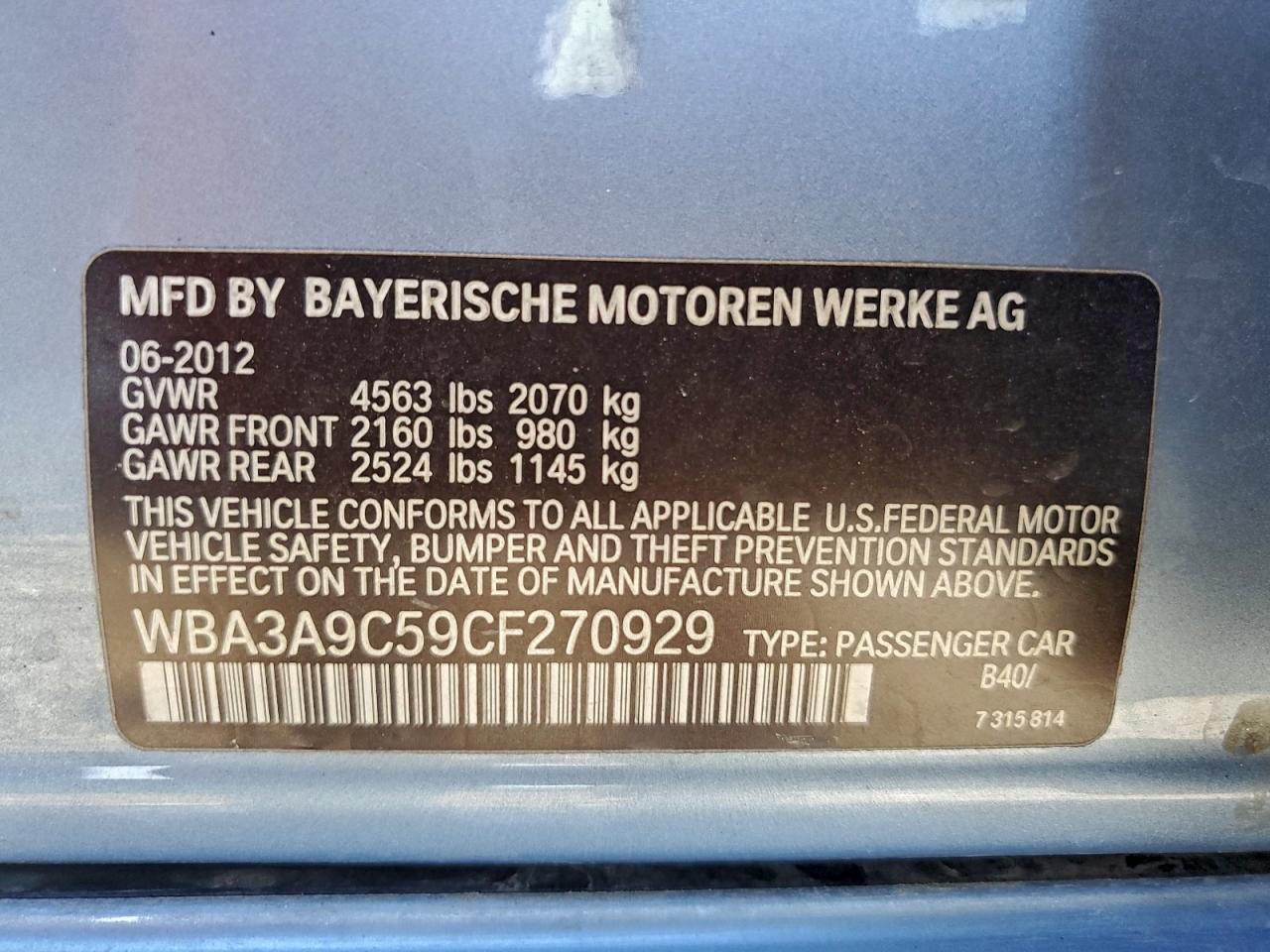 2012 BMW 3 SERIES