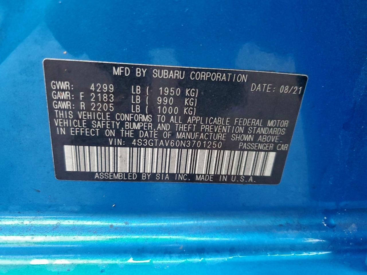 2022 SUBARU IMPREZA