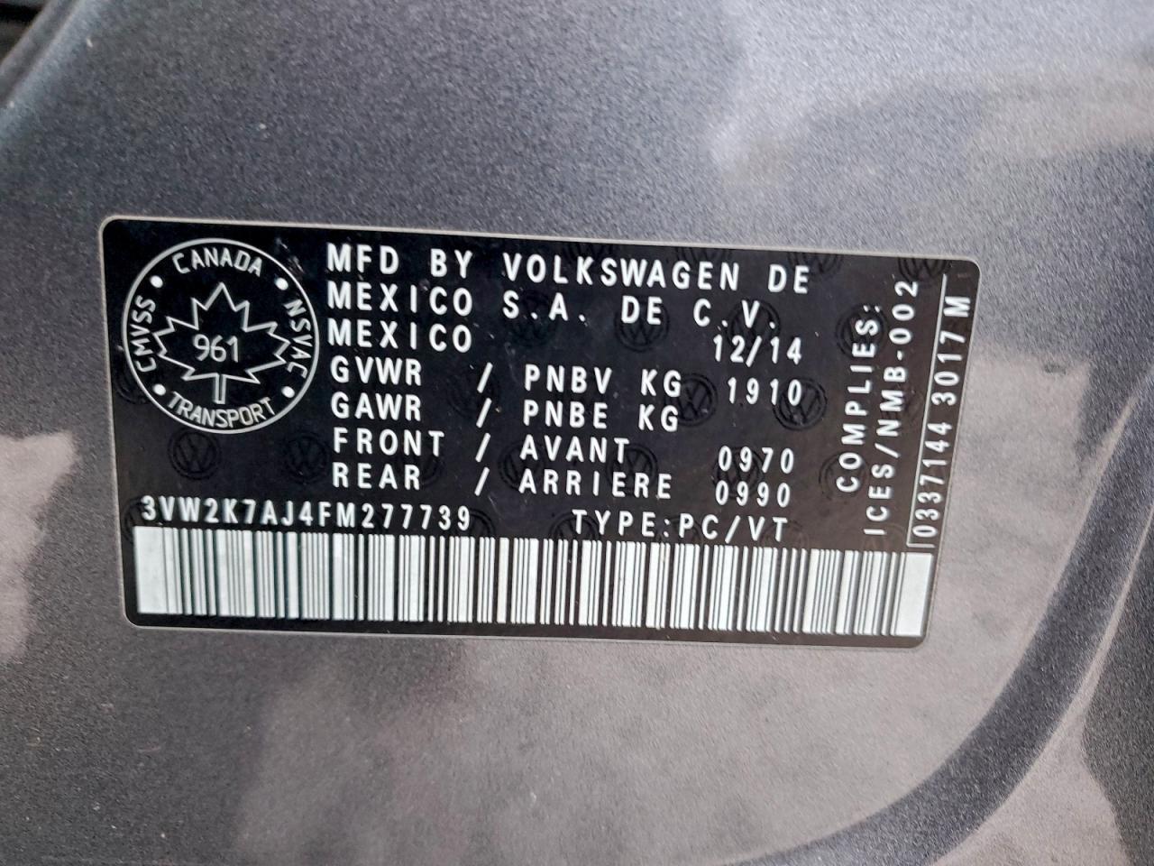 2015 VOLKSWAGEN JETTA