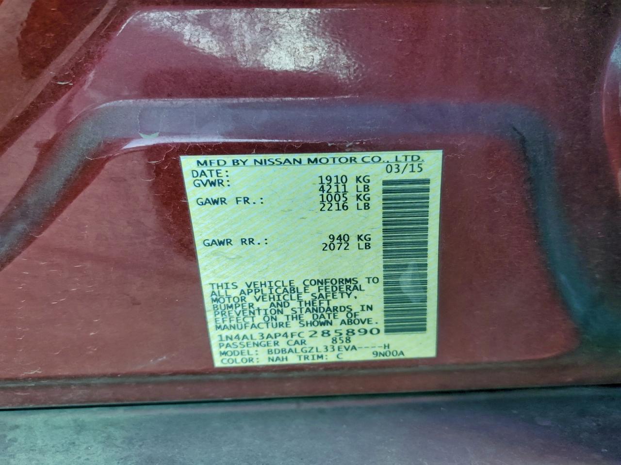 2015 NISSAN ALTIMA