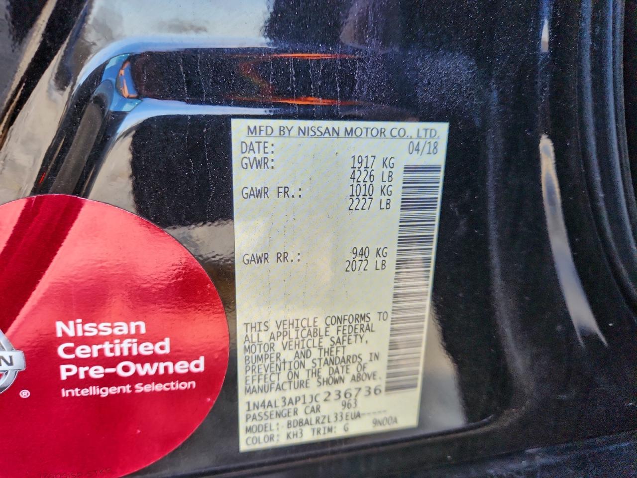 2018 NISSAN ALTIMA