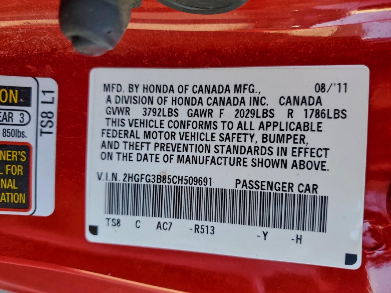 2012 HONDA CIVIC