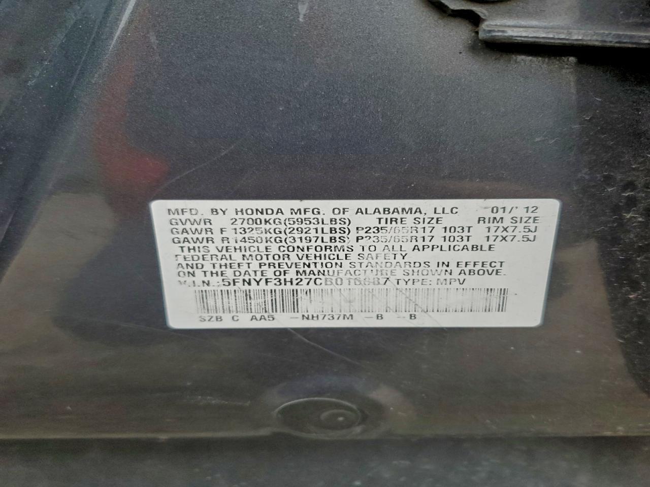2012 HONDA PILOT