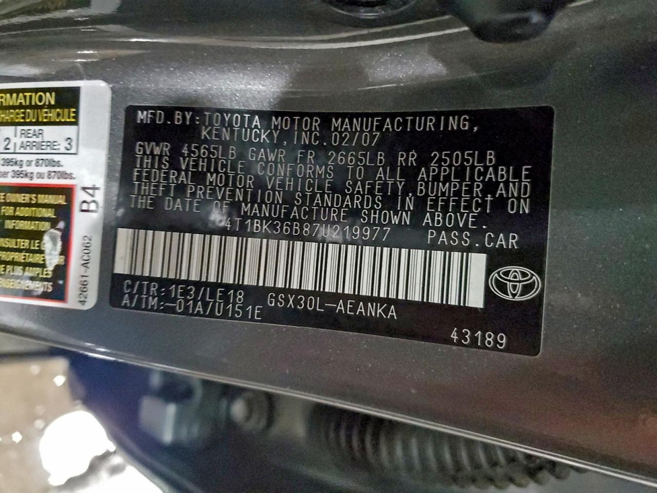 2007 TOYOTA Avalon