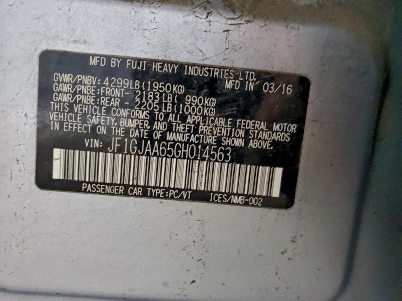 2016 SUBARU IMPREZA