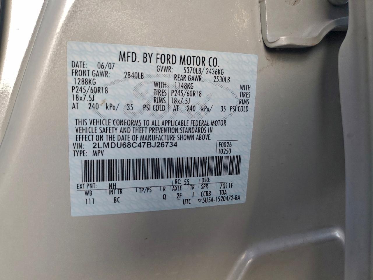 2007 LINCOLN MKX